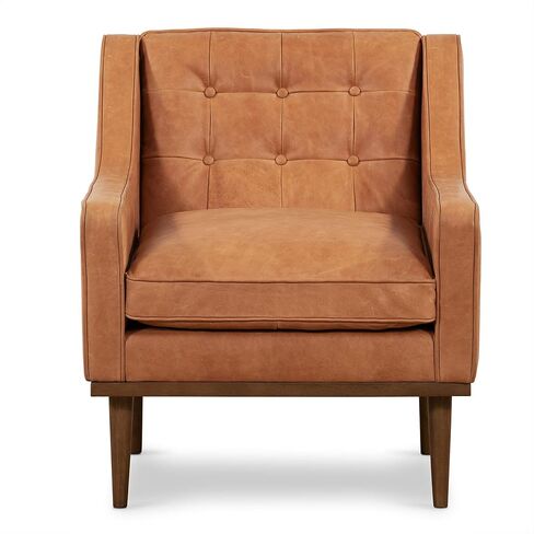POLY & BARK Bo Lounge Chair in Full-Grain Pure-Aniline Italian Leather, Cognac Tan in Kuwait