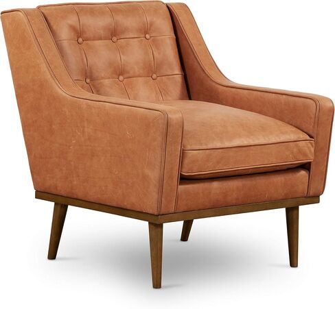 POLY & BARK Bo Lounge Chair in Full-Grain Pure-Aniline Italian Leather, Cognac Tan in Kuwait