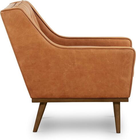 POLY & BARK Bo Lounge Chair in Full-Grain Pure-Aniline Italian Leather, Cognac Tan in Kuwait