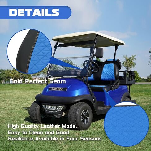 XUANYUDG0769 Golf Cart Seat Covers for Club Car Precedent Onward Tempo OEM Ordinary Seat Cushion Front Sets, Vinyl Leather Made Adjustable Straps and Retractable Buckle/No Stapler Required in Kuwait