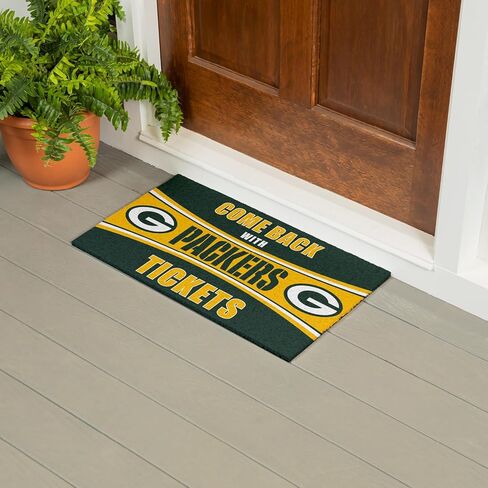 فريق الرياضة الأمريكية NFL Green Bay Packers | المدخل الداخلي والخارجي | 28 × 16 بوصة | غير الانزلاق | ترحيب الحصير | Muddy Dog Paws | مدخل الباب الأمامي ديكور in Kuwait