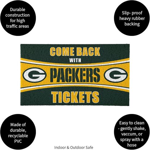 فريق الرياضة الأمريكية NFL Green Bay Packers | المدخل الداخلي والخارجي | 28 × 16 بوصة | غير الانزلاق | ترحيب الحصير | Muddy Dog Paws | مدخل الباب الأمامي ديكور in Kuwait