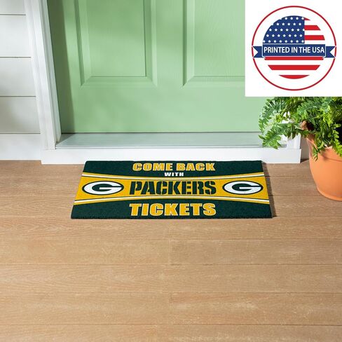 فريق الرياضة الأمريكية NFL Green Bay Packers | المدخل الداخلي والخارجي | 28 × 16 بوصة | غير الانزلاق | ترحيب الحصير | Muddy Dog Paws | مدخل الباب الأمامي ديكور in Kuwait