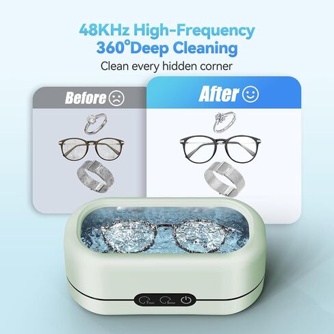 Ultrasonic Jewelry Cleaner, 50KHz Ultrasonic Cleaner Machine with 304 Stainless Steel for Jewelry, Eyeglasses, Rings, Watch Strap, Dentures, Dual Cleaning Modes(Green) in Saudi Arabia