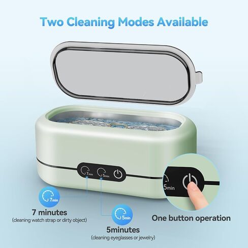Ultrasonic Jewelry Cleaner, 50KHz Ultrasonic Cleaner Machine with 304 Stainless Steel for Jewelry, Eyeglasses, Rings, Watch Strap, Dentures, Dual Cleaning Modes(Green) in Saudi Arabia