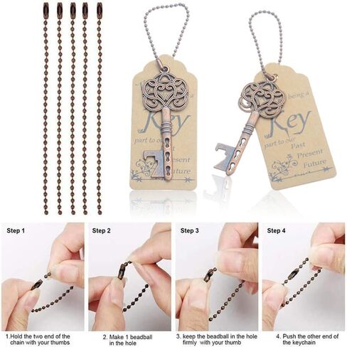 Makhry 52pcs Key Bottle Opener with Keychain and Thank You Tags personalized wedding favors for guests gifts (Antique Silver) in Kuwait