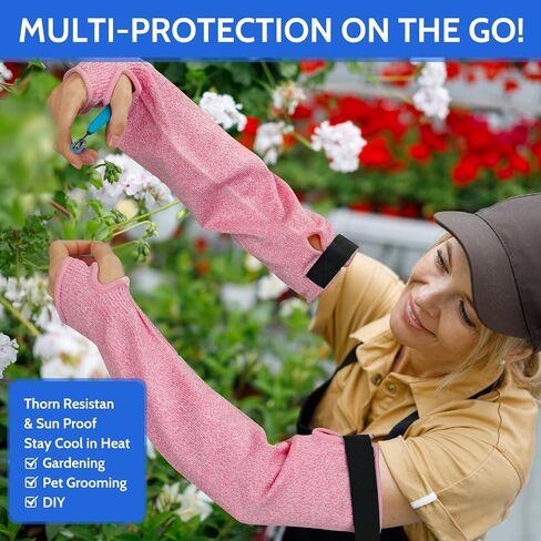 Cut Resistant Arm Sleeves ANSI Level A5, Kitchen Arm Thumb Hole Protectors for Thin Skin & Bruising, for men and women- Industrial Arm Guards for Welding, Glass Handling, Pet Grooming(Grey) in Saudi Arabia