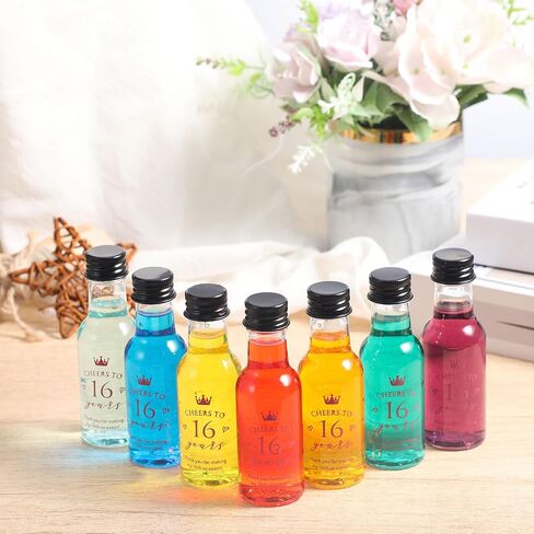 Boao 25 Pcs Sweet 16th Birthday Party Favors for Guests Include 50 Cheers to 16 Years 1.7oz Mini Liquor Bottles Airtight Plastic Alcohol Shot Bottles with Funnels for 16th Birthday Party Supplies in Saudi Arabia