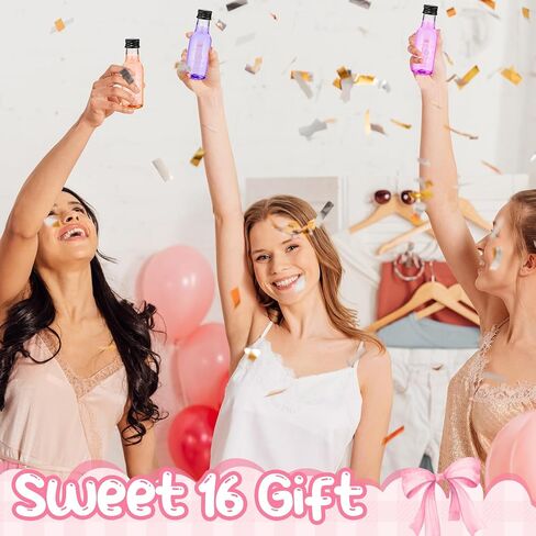 Boao 25 Pcs Sweet 16th Birthday Party Favors for Guests Include 50 Cheers to 16 Years 1.7oz Mini Liquor Bottles Airtight Plastic Alcohol Shot Bottles with Funnels for 16th Birthday Party Supplies in Saudi Arabia