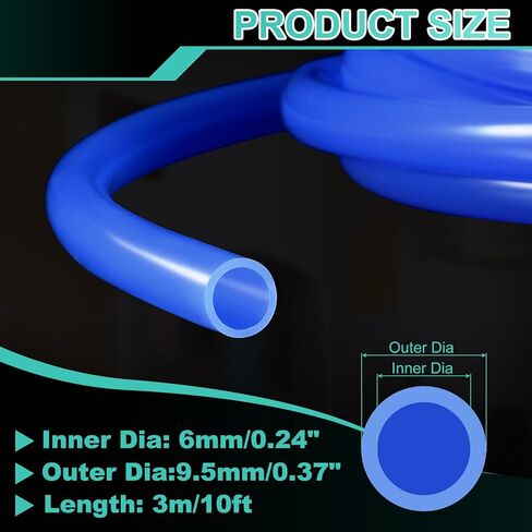 METALLIXITY Silicon Tubing(4mm ID x 6.4mm OD x 1 m), Pure Silicone Hoses High Temp - for Printer, Hot Water Dispenser, Engine, Brewing, Fish Tank Air Pump, Pump Transfer, Blue in Saudi Arabia