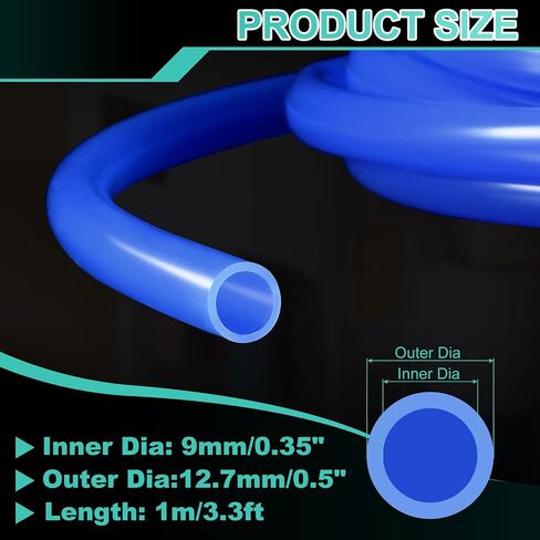 METALLIXITY Silicon Tubing(4mm ID x 6.4mm OD x 1 m), Pure Silicone Hoses High Temp - for Printer, Hot Water Dispenser, Engine, Brewing, Fish Tank Air Pump, Pump Transfer, Blue in Saudi Arabia
