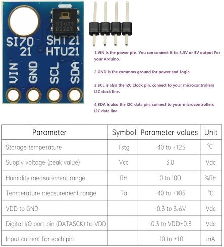 2PCS HTU21 IIC/I2C Digital Temperature Humidity Sensor Breakout Board Module 3V-5V in Saudi Arabia