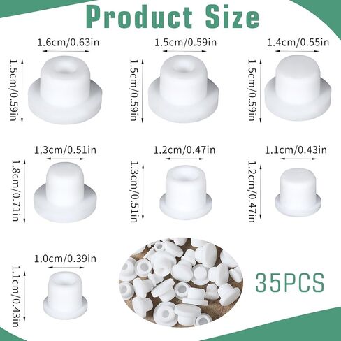Molain 35 Pcs Silicone Salt and Pepper Shaker Stoppers, Reusable Salt Shaker Plugs Stopper, 10/11/12/13/14/15/16mm Replacement Salt Pepper Shaker Stopper Plugs for Home Kitchen Pots Bottles Pipes in Saudi Arabia