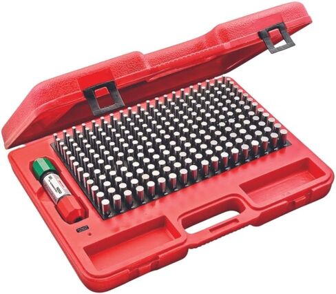 مجموعة Starrett Precision Steel Pin Gage مع حافظة واقية قوية وعالية التأثير - مثالية للنجارين وتحسين المنزل - نطاق 0.061-.250 بوصة، نوع المجموعة ناقص، 190 عدد العدادات - S4003-250 in Kuwait