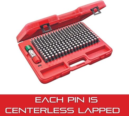 مجموعة Starrett Precision Steel Pin Gage مع حافظة واقية قوية وعالية التأثير - مثالية للنجارين وتحسين المنزل - نطاق 0.061-.250 بوصة، نوع المجموعة ناقص، 190 عدد العدادات - S4003-250 in Kuwait