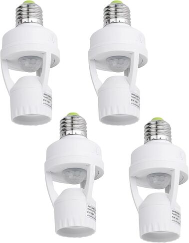 PIR Motion Sensor Light Socket المسمار الذكي في منفذ المصباح الكهربائي متوافق مع E26/E27 Motion Motion Actived Holder Adapter التحكم التلقائي لغرفة تخزين المرآب (4Pack) in Saudi Arabia