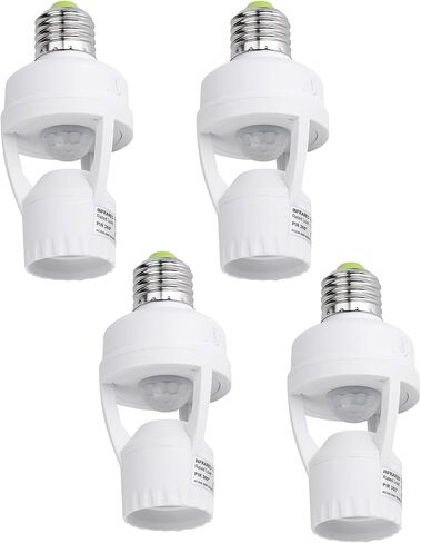 PIR Motion Sensor Light Socket المسمار الذكي في منفذ المصباح الكهربائي متوافق مع E26/E27 Motion Motion Actived Holder Adapter التحكم التلقائي لغرفة تخزين المرآب (4Pack) in Saudi Arabia