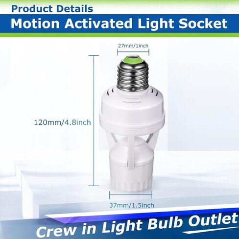 PIR Motion Sensor Light Socket المسمار الذكي في منفذ المصباح الكهربائي متوافق مع E26/E27 Motion Motion Actived Holder Adapter التحكم التلقائي لغرفة تخزين المرآب (4Pack) in Saudi Arabia
