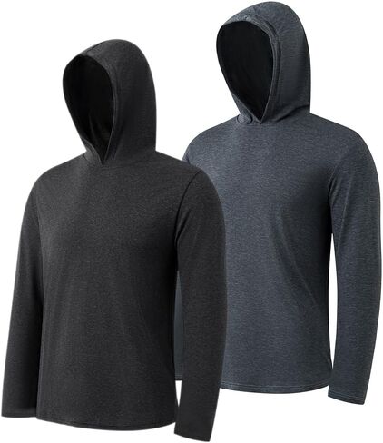 2PC Men's Athletic Hooded Shirts – Dry Fit Long Sleeve for Gym, Fishing & Sun Protection in Kuwait