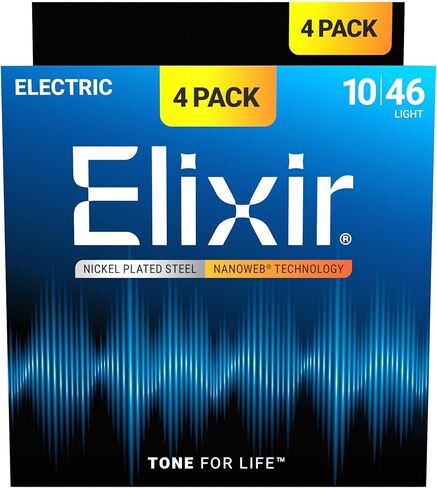 Elixir® Strings Electric Guitar Strings with NANOWEB® Technology, Light (.010-.046) - Amazon Exclusive 4 Pack in Saudi Arabia