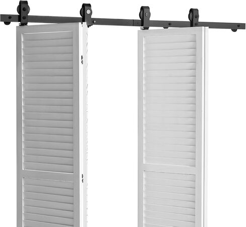 VEVOR 64 "BI-Folding Barn Door Hardware Track Track ، أجهزة الأبواب المنزلق ذات الأطراف ذات الأطراف الشديدة ، بسلاسة ، بسلاسة ، ثقيلة ، سهلة التثبيت ، لأربعة 15 بوصة للأبواب BAINDRY BANUNDY BANDRY [لا باب] in Saudi Arabia