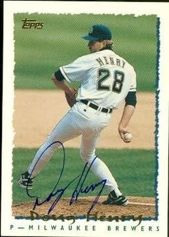 مستودع توقيعه 47720 دوج هنري بطاقة البيسبول موقعة ميلووكي برويرز 1995 Topps رقم .131 in Saudi Arabia