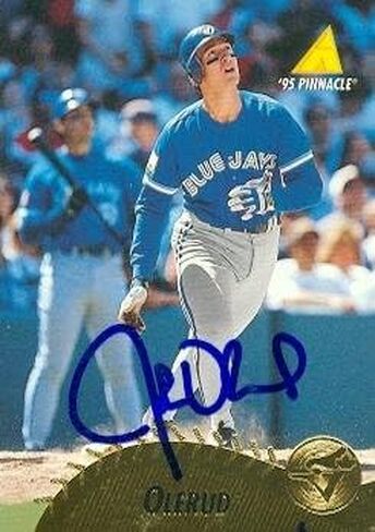 Autograph Warehouse 104281 John Olerud Autographed Baseball Card Toronto Blue Jays 1995 Pinnacle No. 94 in Saudi Arabia