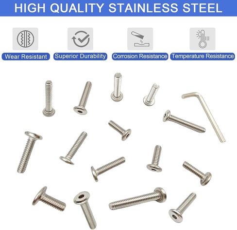 61Pcs 1/4-20 Flat Head Hex Socket Cap Screws Assortment Kit, 1/4-20 x 3/4" 1" 1-1/4" 1-1/2" 2" 2-1/2" Socket Cap Bolts,304 Stainless Steel,Bright Finish,Full Thread, with Hex Spanner in Saudi Arabia