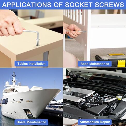 61Pcs 1/4-20 Flat Head Hex Socket Cap Screws Assortment Kit, 1/4-20 x 3/4" 1" 1-1/4" 1-1/2" 2" 2-1/2" Socket Cap Bolts,304 Stainless Steel,Bright Finish,Full Thread, with Hex Spanner in Saudi Arabia