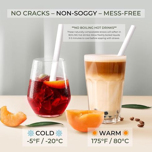 قش عصير Jumbo القابل للتحلل ، قش بوبا الألياف الخيزران-50 قطعة ، واسعة إضافية ، 100 ٪ قابلة للسماد ، خالية من البلاستي in Kuwait