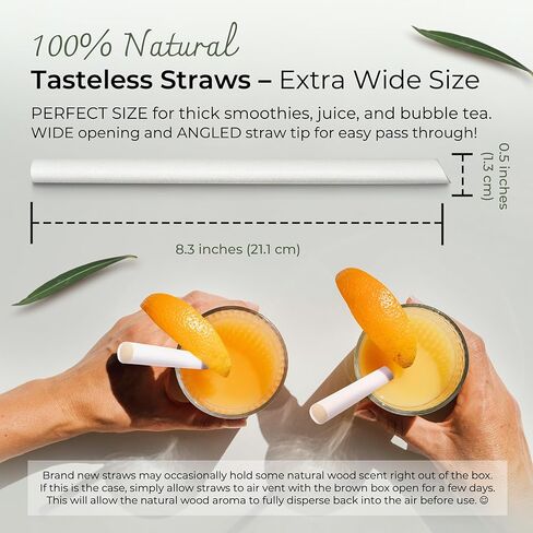 قش عصير Jumbo القابل للتحلل ، قش بوبا الألياف الخيزران-50 قطعة ، واسعة إضافية ، 100 ٪ قابلة للسماد ، خالية من البلاستي in Kuwait