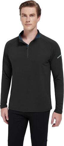 الرجال 1/4 Zip Upf 50+ قميص طويل الأكمام جاف الجاف حماية الشمس حماية شمس يركض تي شيرت في الهواء الطلق in Kuwait