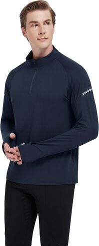 الرجال 1/4 Zip Upf 50+ قميص طويل الأكمام جاف الجاف حماية الشمس حماية شمس يركض تي شيرت في الهواء الطلق in Kuwait