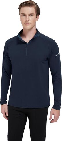 الرجال 1/4 Zip Upf 50+ قميص طويل الأكمام جاف الجاف حماية الشمس حماية شمس يركض تي شيرت في الهواء الطلق in Kuwait