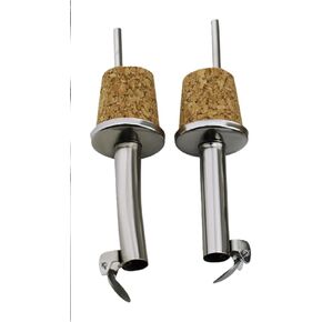 2 Pack Stainless Steel Bottle Pourers, Auto Flip Olive Oil Spout with Wood Stopper, Leak-Proof Dispenser for Cooking Oil, Vinegar, Liquor, Syrup Bottles (9cm) in Kuwait