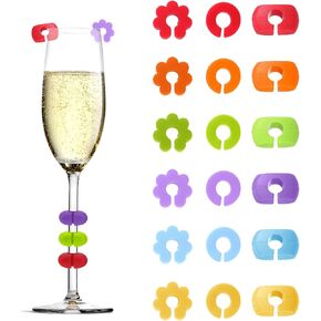 18 Pcs Wine Charms for Stem Glasses, Silicone Reusable Colorful Drink Markers Cup Labels Tags for Wine Glasses Champagne Flutes and Beverage Bottles，Suitable Parties Events Bars Home Use (3 Shapes) in Saudi Arabia