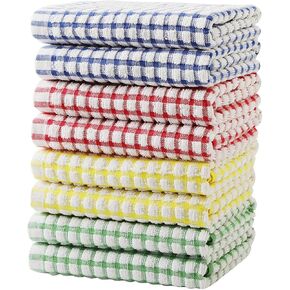 Oeleky Dish Towels for Kitchen 15x26 Inches, Pack of 8 Cotton Kitchen Towels for Drying Dishes (Multi, 15x26 inches) in Saudi Arabia