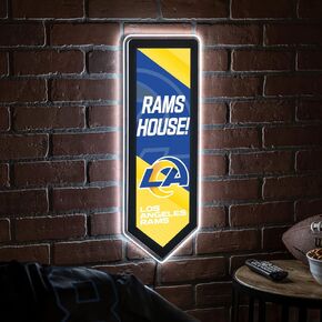 فريق Sports America Evergreen NFL Los Angeles Rams | فائقة الرقيقة LED LED SIGN DECER | لافتة راية كبيرة | 9 × 23 بوصة | صنع في الولايات المتحدة in Kuwait