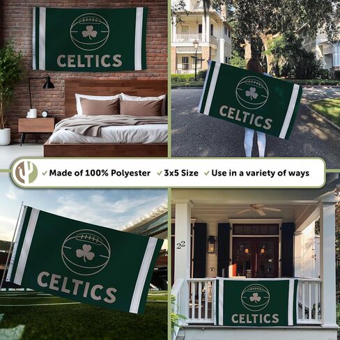 Desert Cactus Boston Celtics Flag NBA 100% Polyester Indoor Outdoor 3x5 feet National Basketball Association Team Flags (Flag City Edition 2023 B) in Saudi Arabia