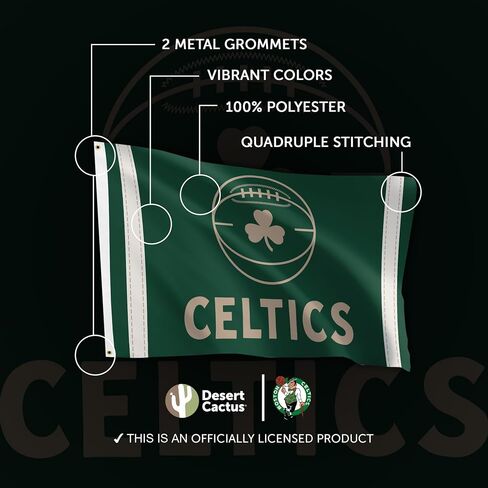 Desert Cactus Boston Celtics Flag NBA 100% Polyester Indoor Outdoor 3x5 feet National Basketball Association Team Flags (Flag City Edition 2023 B) in Saudi Arabia