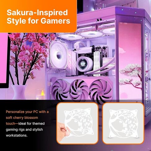 SPLASHNCOLOR CHERRY Blossom Cover متوافق مع Noctua وغيرها من مبردات وحدة المعالجة المركزية والمشجعين ، ArgB 120mm ملحقات الحالات للكمبيوتر الشخصي ، وألعاب سطح مكتب إعداد كمبيوتر سطح المكتب in Kuwait