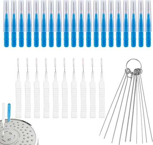 40pcs Shower Head Cleaning Tool Kit, 2 Designs Showerhead Cleaner Brushes and Multi-Size Unclogging Picks Nozzle Unclogger Accessories for Bathroom Tiny Mini Small Hole Sink Gaps in Saudi Arabia