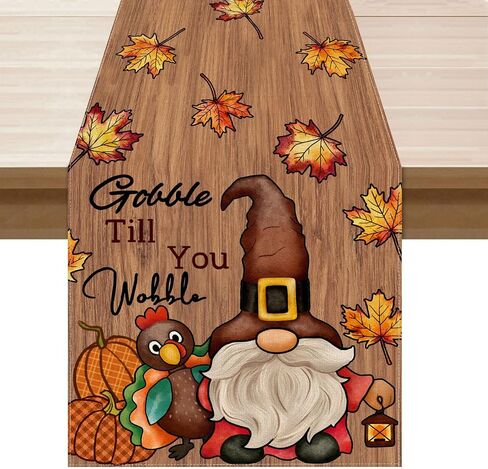 XCHI Turkey Gnome Thanksgiving Fall Table Runner Party Table Decoration for Home Kitchen Dining Holiday Decor 13x72 Inch in Kuwait