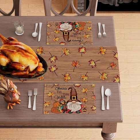 XCHI TURKEY GNOME STARGIVING FARD TABLE RUNNER Party Table Decoration for Home Kitch Deining Holiday Decor in Kuwait