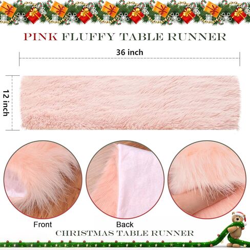 Yuboo Fluffy Desser Runners لغرفة النوم ، White Chrismtas Table Runner Fur Fur Touch لمسة غطاء خزانة ملابس أعلى ، عداء طاولة الفراء فو لمطاولة القهوة ، غرفة المعيشة 14 × 72 بوصة in Kuwait