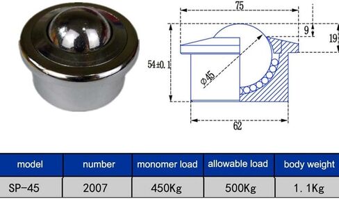SP Series Carbon Steel Universal Balls SP-8 إلى SP-60-HRC58 للخدمة الثقيلة للناقلات اللوجستية ، العجلات الصناعية التي تحمل (SP-45) in Kuwait