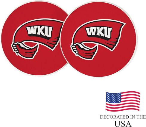 صبار الصحراء الغربية جامعة كنتاكي Car Coaster WKU Hilltoppers امتصاص كأس السيارة الرملية التي تمتصها مجموعة من 2 (التصميم أ) in Kuwait