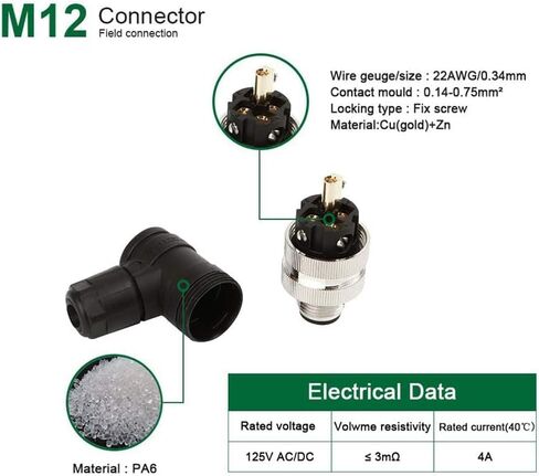 M12 Mensor Connector 4 Pin Male A Coding Elbow Aviation Clow Plud Adapter ، M12 M12 Field Field Circular Concruct in Saudi Arabia