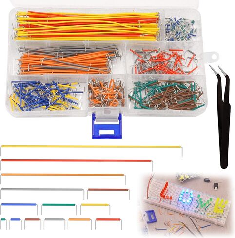 560pcs Breadboard Jumper Wires Kit - Preformed Wires (14 Lengths + 40 Each) with Precision Tweezer for Electrical DIY Experiments, Jumper Wires Male to Male 2 mm/0.08in-125 mm/4.9in in Saudi Arabia