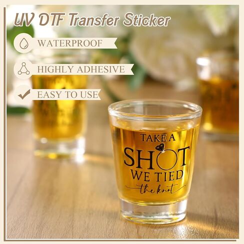 Marspark 200 PCS خذ ملصقات زفاف لقطة UV DTF Transfers ملصقات صافية علامات زجاجة فينيل مقاومة للماء لـ 1.5oz 2oz من الأظافر الزفاف لصالح حفلات الزفاف لحفلات العازبة in Saudi Arabia